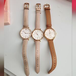 Fossil Women's Watch Set - Beige, Cream, Tan Neutral Color Leather Strap